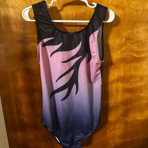 Kids Dance Leotard - Pink to Purple Ombre with Black Accent